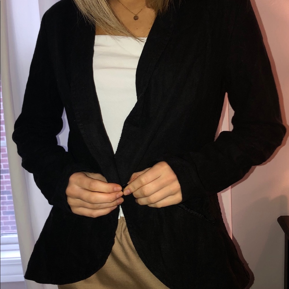 Free People black linen cardigan